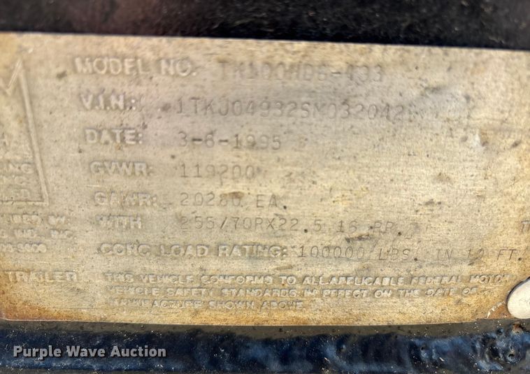 image for item EC4403 1995 Trail King Industries lowboy equipment trailer