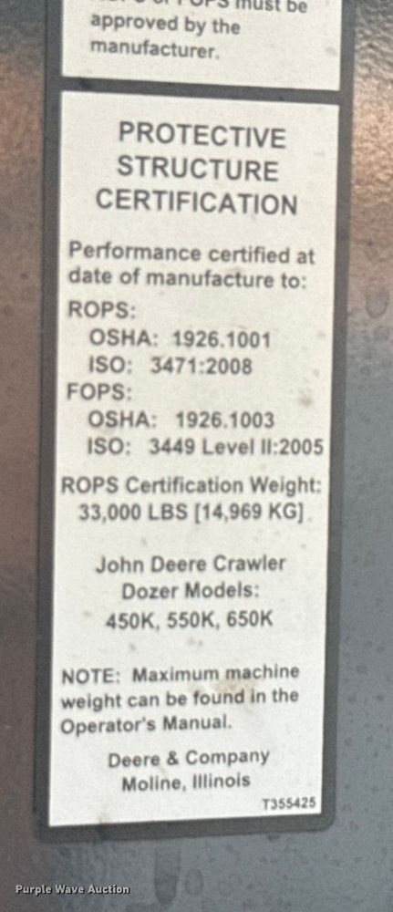 image for item ED5856 2019 John Deere 650K XLT dozer