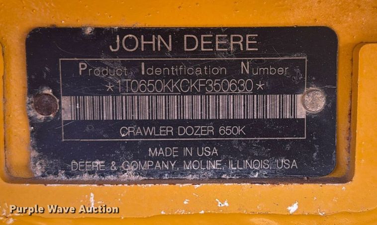 image for item ED5856 2019 John Deere 650K XLT dozer