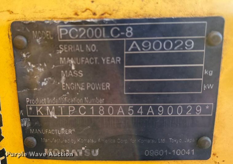 image for item ED5857 2011 Komatsu PC200LC-8 excavator