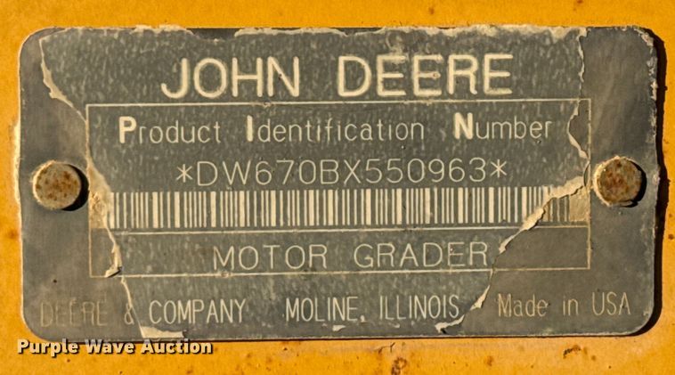 image for item ED5859 1995 John Deere 670B motor grader
