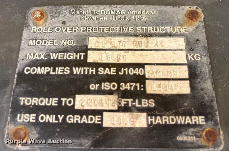 image for item ED5862 2012 Bomag BW177PDH single drum vibratory roller