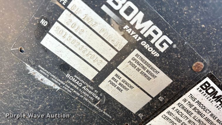 image for item ED5862 2012 Bomag BW177PDH single drum vibratory roller