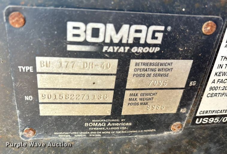 image for item ED5863 Bomag BW177DH-40 single drum vibratory roller