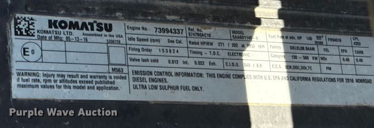 image for item ED5883 2017 Komatsu PC360LC-11 excavator