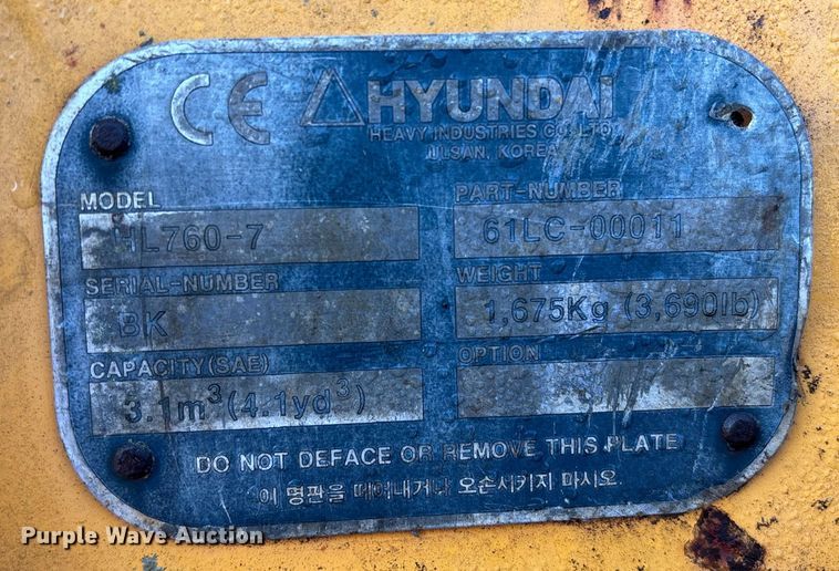 image for item ED5886 2005 Hyundai HL760-7 wheel loader