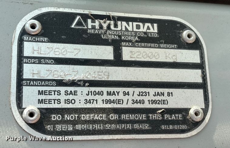 image for item ED5886 2005 Hyundai HL760-7 wheel loader