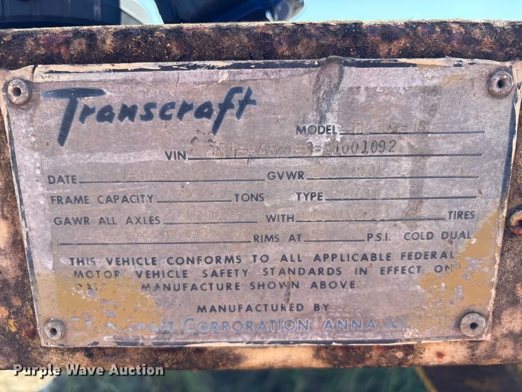 image for item ED5890 1984 Transcraft TL90K-45 flatbed trailer