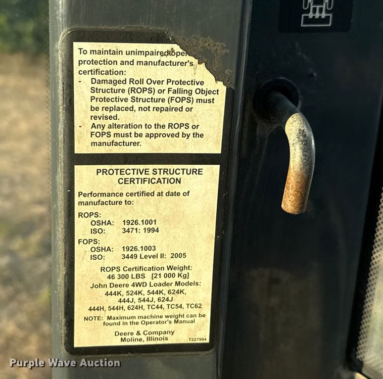 image for item ED5897 2014 John Deere 524K wheel loader