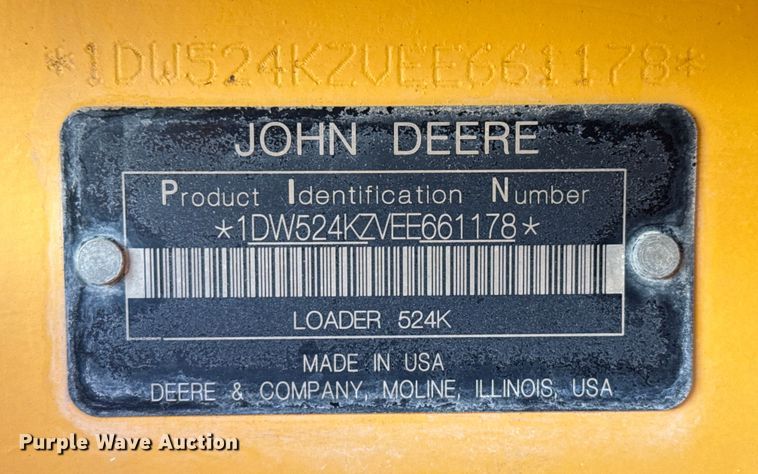 image for item ED5897 2014 John Deere 524K wheel loader