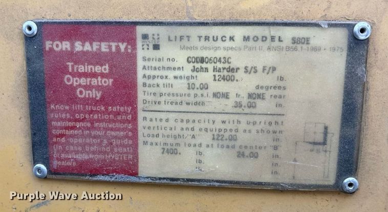 image for item EE3957 Hyster S80E forklift