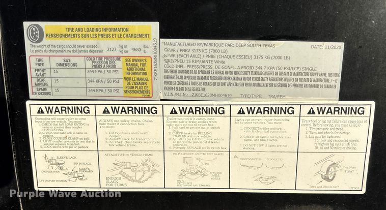 image for item EE3958 2021 Deep South Texas enclosed cargo trailer