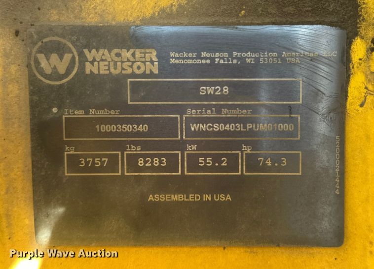 image for item EE4015 2016 Wacker Neuson SW 28 skid steer loader