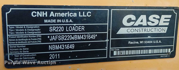 image for item EL6111 2011 Case SR220 skid steer loader
