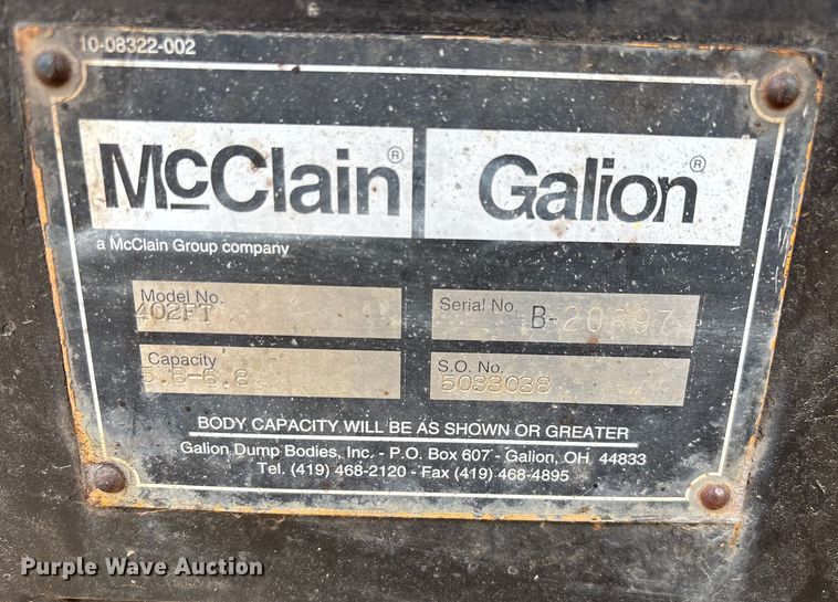 image for item EN5565 McClain Galion 402FT dump bed