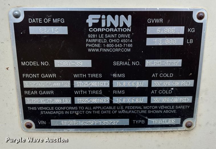 image for item EN5570 2015 Finn T90T39  hydroseeder