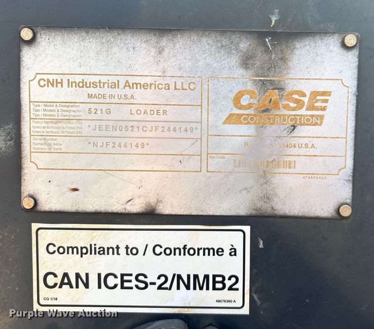 image for item EN5577 2018 Case 521G wheel loader