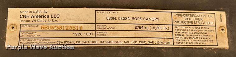 image for item EN5579 2014 Case 580 Super N backhoe