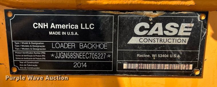 image for item EN5579 2014 Case 580 Super N backhoe
