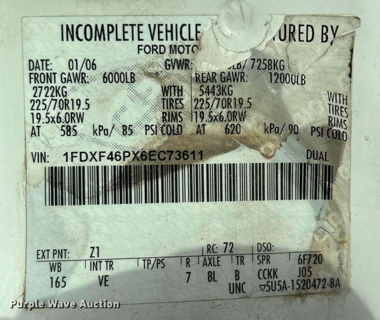 image for item EN5580 2006 Ford F450 Super Duty utility / service truck