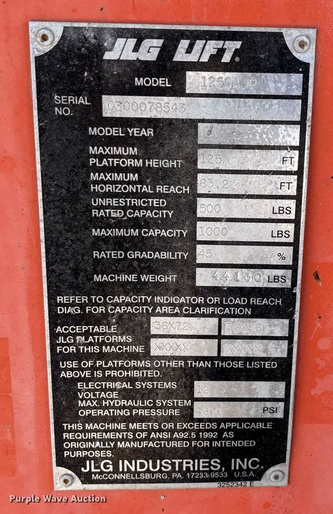 image for item EN5581 JLG 1250AJP boom lift