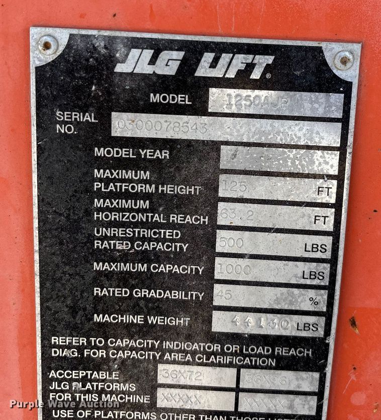 image for item EN5581 JLG 1250AJP boom lift