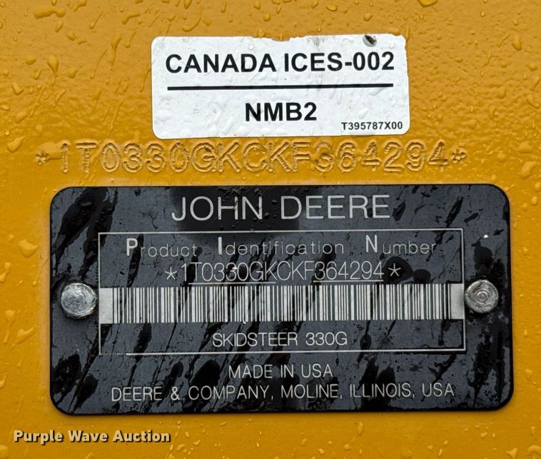 image for item ER0020 2020 John Deere 330G skid steer loader