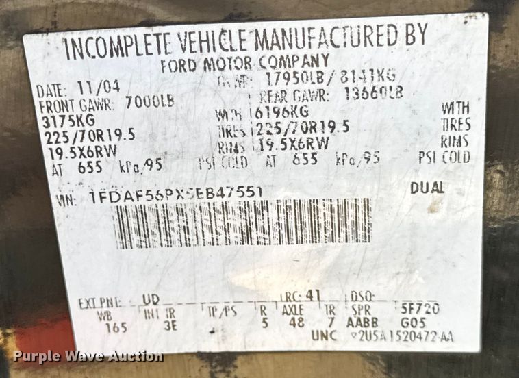 image for item ER0021 2005 Ford F550 utility / service truck