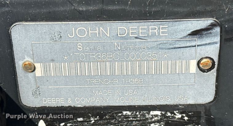 image for item ER0041 John Deere TR36B skid steer trencher
