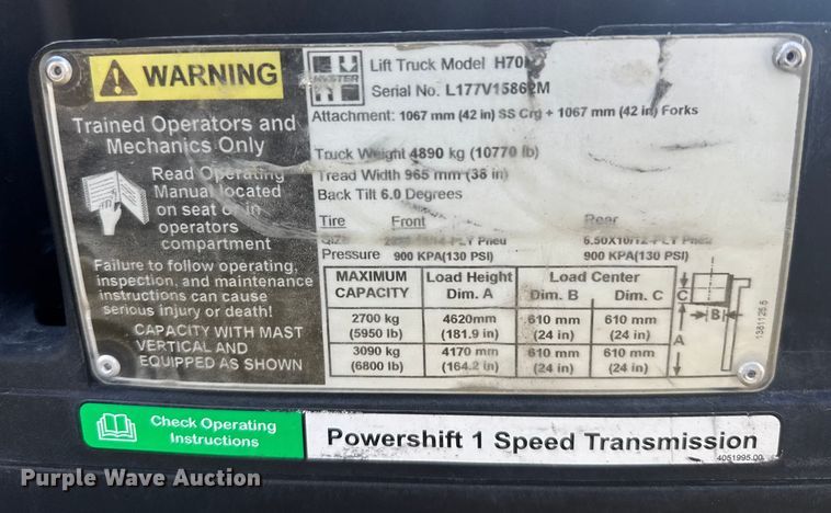 image for item ER2381 2014 Hyster 70 forklift