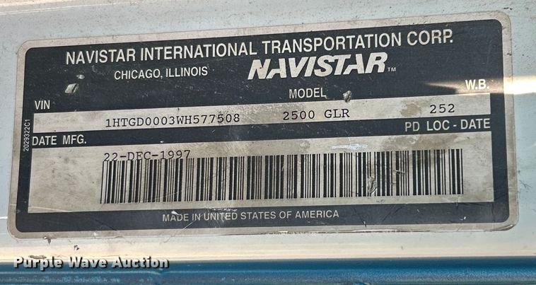 image for item ET3107 1998 International 2500 GLR dump truck