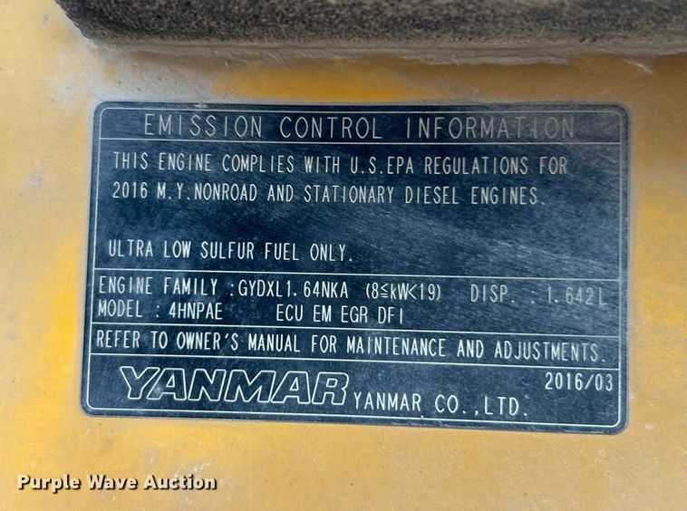 image for item ET3148 2017 John Deere 35G mini excavator