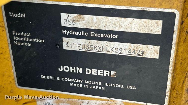 image for item ET3156 2021 John Deere 35G mini excavator