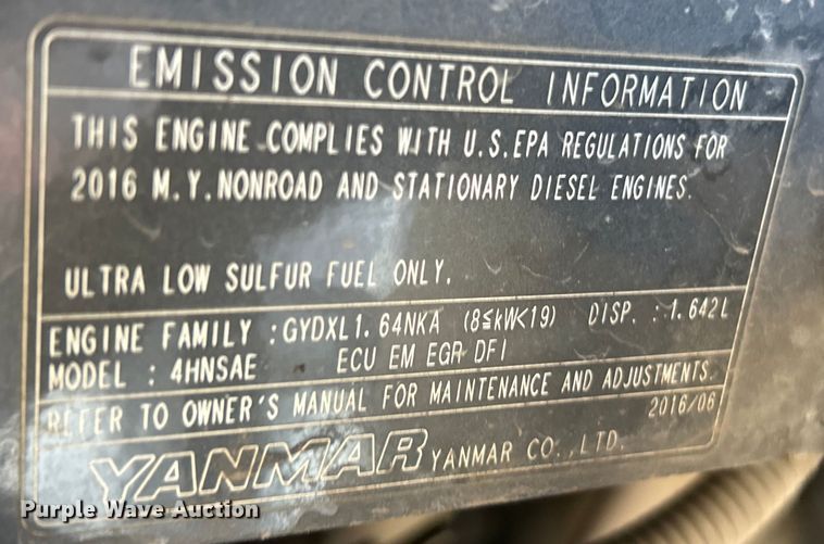 image for item ET3168 2016 Yanmar ViO35-6A mini excavator