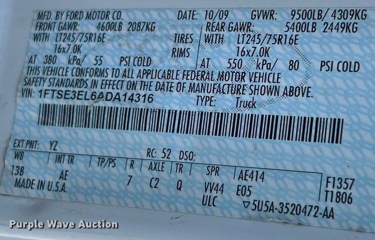 image for item ET3187 2010 Ford E350 Super Duty van with bucket lift