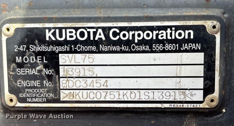 image for item ET4606 2013 Kubota SVL75 tracked skid steer loader
