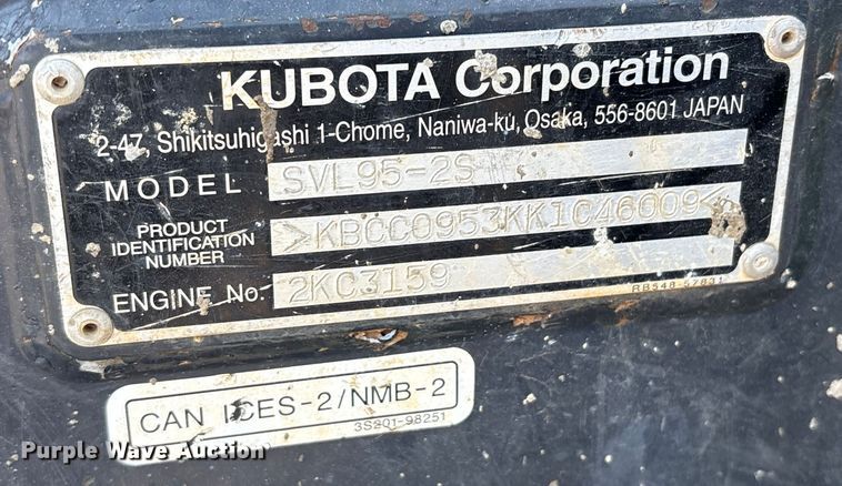 image for item ET7077 2019 Kubota SVL95-2s tracked skid steer loader