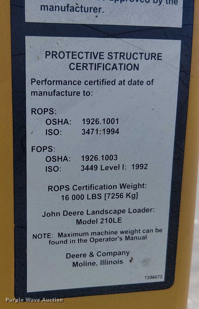 image for item EU2514 2006 John Deere 210LE landscape tractor