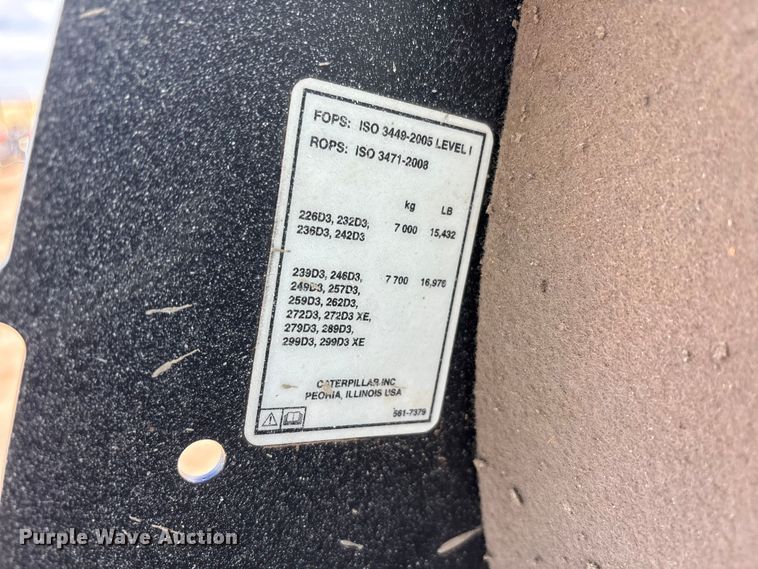 image for item EU4617 2019 Caterpillar 259D3 tracked skid steer loader