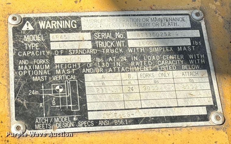 image for item EV1832 Caterpillar GP45 forklift