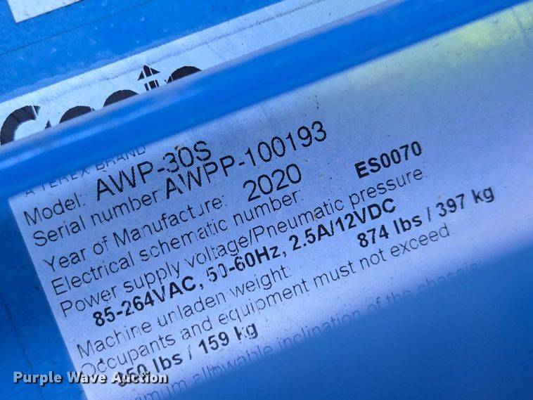 image for item FB9471 2020 Genie AWP-30S vertical lift