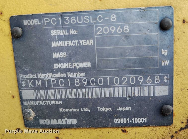 image for item IP9704 2009 Komatsu PC138USLC-8 mini excavator
