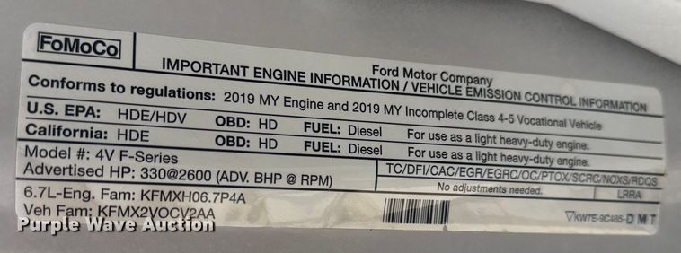 image for item NU9562 2019 Ford F550 Super Duty utility / service truck