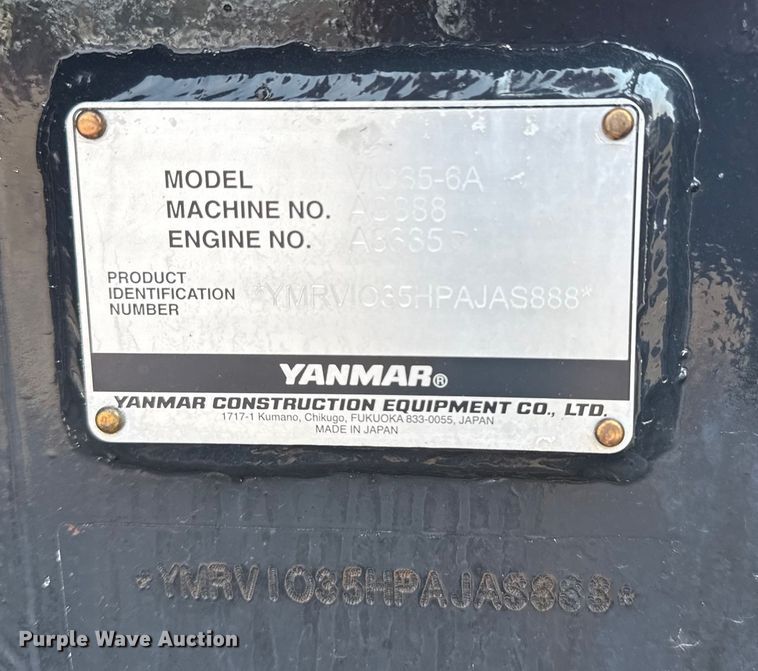 image for item NU9589 2023 Yanmar VIO35-6A mini excavator