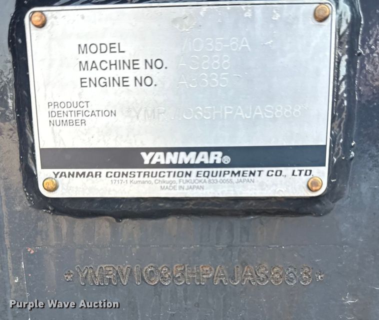 image for item NU9589 2023 Yanmar VIO35-6A mini excavator