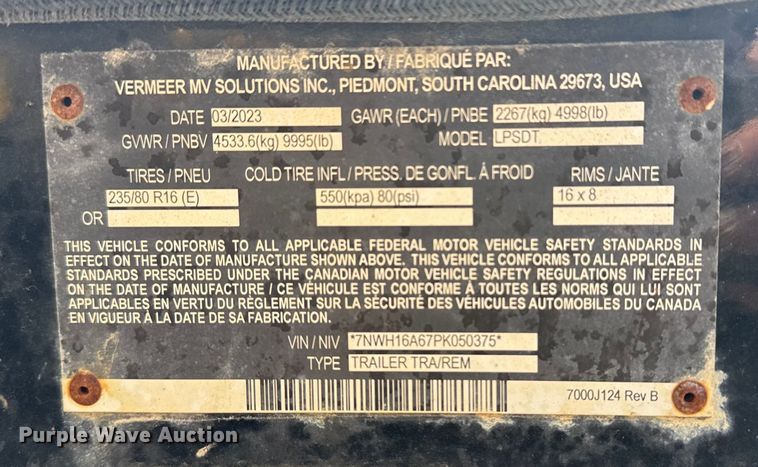 image for item NU9593 2023 Vermeer LP573XDT vacuum excavator