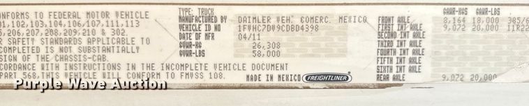 image for item NU9596 2012 Freightliner Business Class M2 crane truck