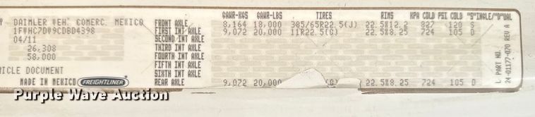 image for item NU9596 2012 Freightliner Business Class M2 crane truck