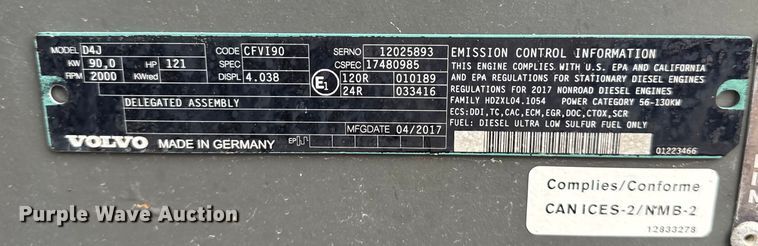 image for item NU9599 2017 Volvo EC140EL excavator