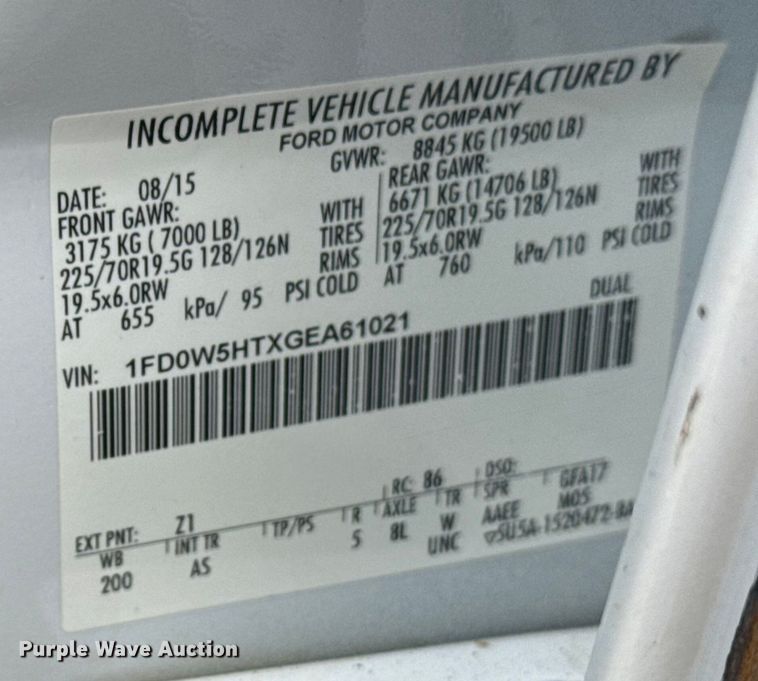 image for item NU9603 2016 Ford F550 Super Duty Crew Cab dump truck